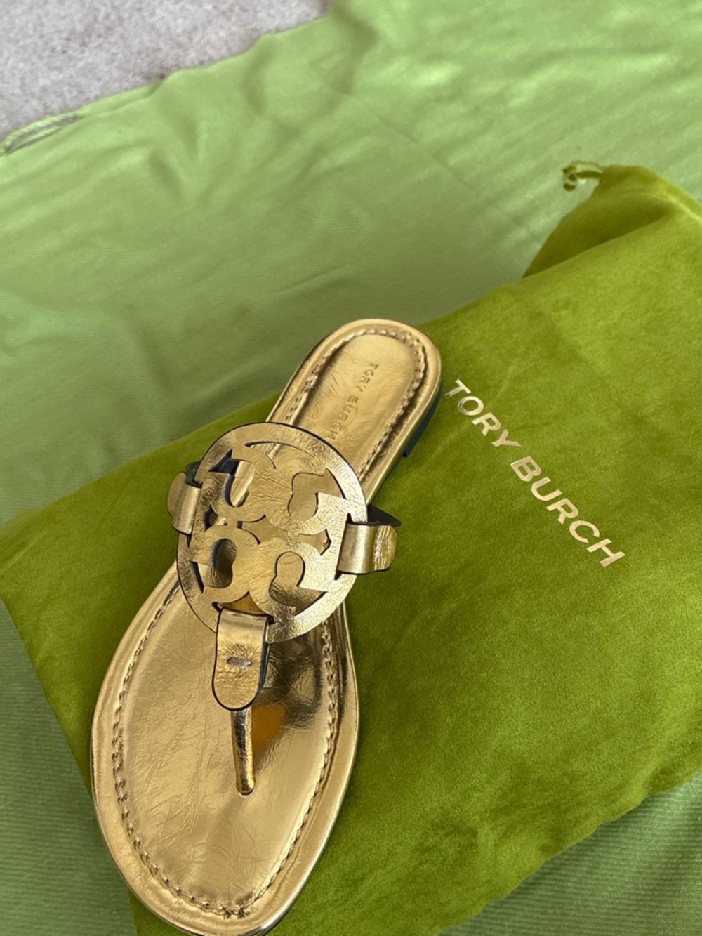Tory Burch Gold Logo Miller Thong Sandal
